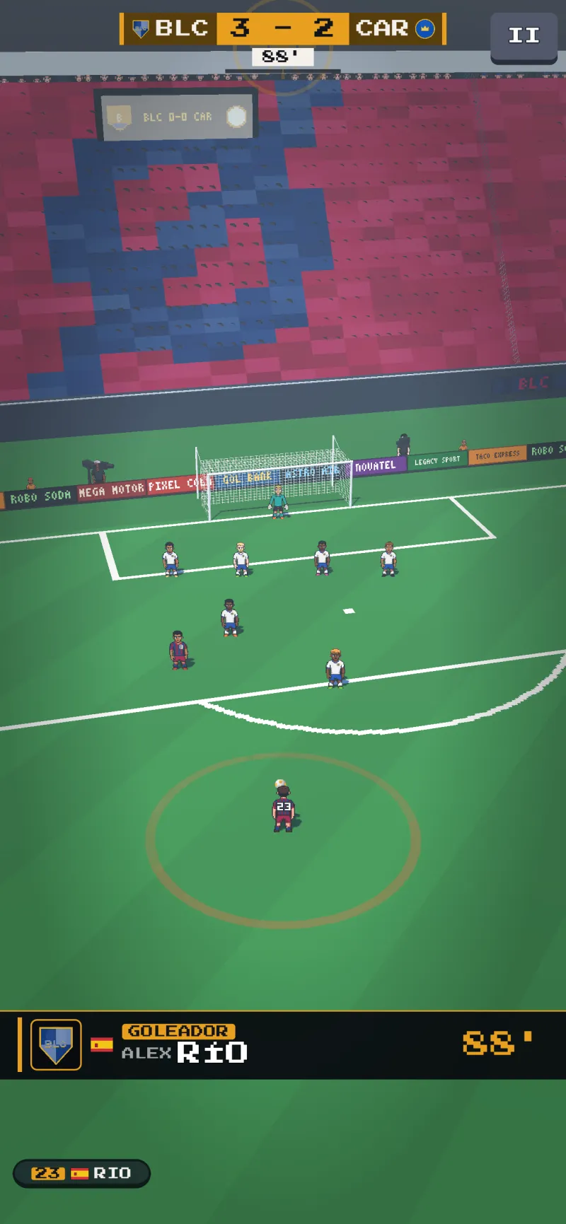 El momento del gol, con el marcador y el festejo en pantalla